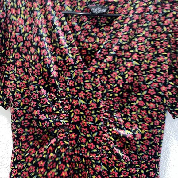 Topshop Petite Velvet floral Mini Dress Size 2 Grunge Whimsygoth Y2K 90's - Picture 6 of 8